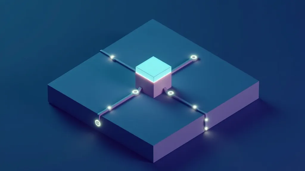 Glowing path blocks splitting into endpoints, illustrating how a base URL leads to API routes